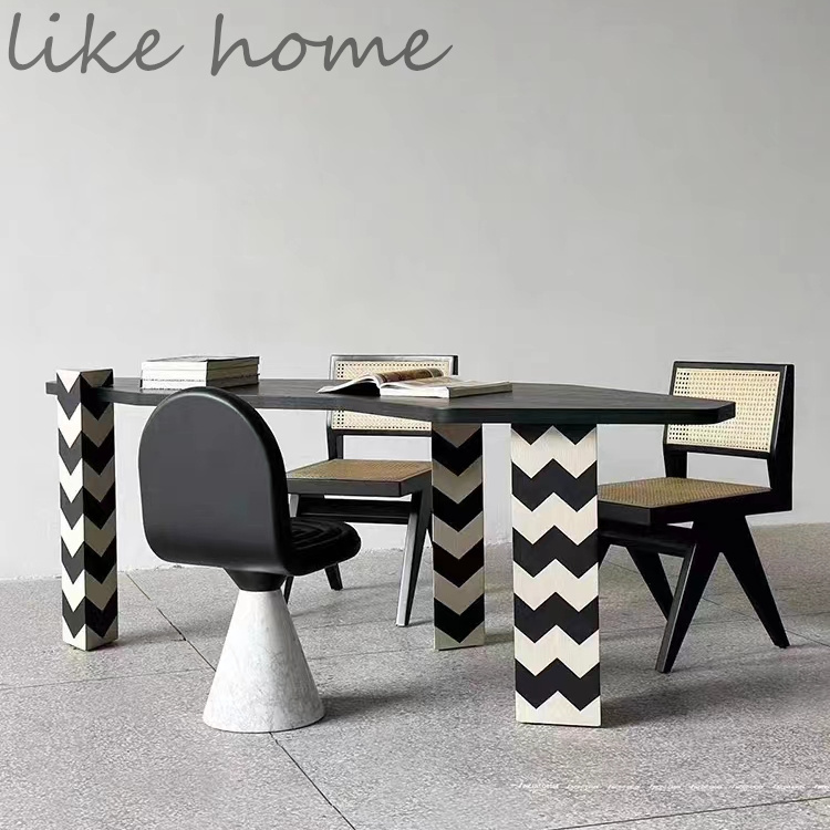 Simple Solid Wood Design Home Dining Table Wabi-Sabi Style Creative Triangular Arrow Zebra Pattern Model Room Desk Office Desk Simple Solid Wood Design Home Dining Table Wabi-Sabi Style Creative Triangular Arrow Zebra Pattern Model Room Desk Office Desk