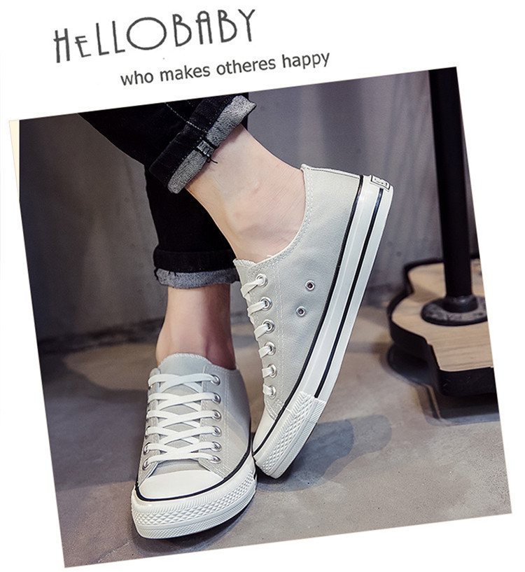 Mùa xuân phiên bản Hàn Quốc của giày vải đế thấp màu rắn thoáng khí giày sneaker nam trắng