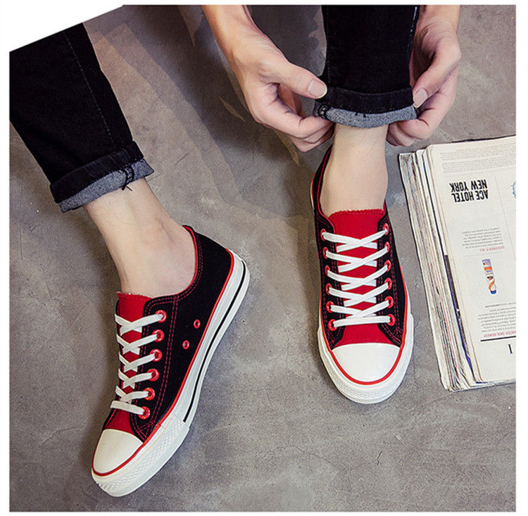 Mùa xuân phiên bản Hàn Quốc của giày vải đế thấp màu rắn thoáng khí giày sneaker nam trắng