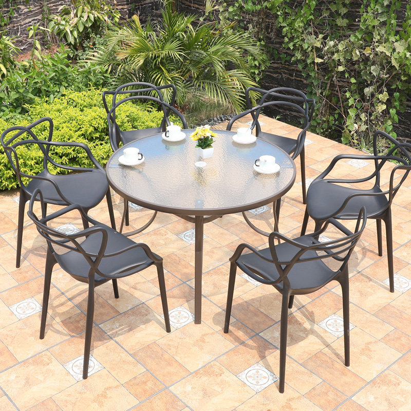 Outdoor leisure tables and chairs creative combination waterproof sunscreen wrought iron modern minimalist terrace garden courtyard home indoor