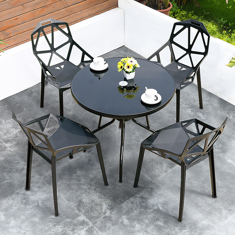 Outdoor leisure tables and chairs creative combination balcony small coffee table modern minimalist open-air garden courtyard courtyard three-piece set