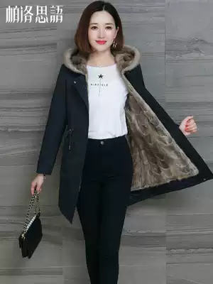 Parker coat women 2021 New detachable mink fur integrated liner thick medium length fur coat