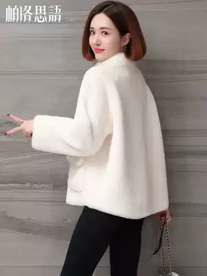 Cashmere coat women's short collar 2021 Winter new composite fur one thick grain fur coat