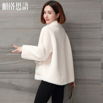 Cashmere coat womens short collar 2021 Winter new composite fur one thick grain fur coat