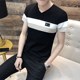 T-cổ mùa hè nam ngắn tay đáy-out nam cotton mùa xuân Hàn Quốc phiên bản áo t-shirt xu hướng sọc một trăm vít