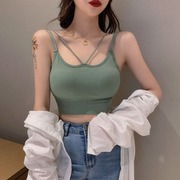 Slim thân váy phụ nữ ngắn kiểu ins đi bộ dải nhấn bên ngoài sexy đáy đeo cánh tay bên trong để bảo vệ mùa xuân. vest không tay