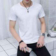 áo sơ mi ngắn màu đen nửa tay áo cổ tròn nam trăm quần áo chặt ngắn tay dưới áo T-shirt trang trí nam mùa hè