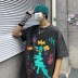 cổng Student in quần áo thời trang lỏng lẻo của nam giới hip-hop T-shirt đường phố đẹp trai tối phận đen CEC siêu lửa ngắn tay cao nam 