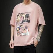 Hàn Quốc phiên bản của T-shirt thời trang lăm tay xu hướng in nam hồng t tay áo ngắn áo sơ mi cá tính mới mùa hè nửa tay áo của nam giới