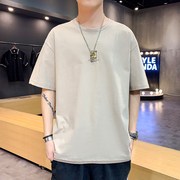 Khacaba Thái T-shirt cotton mùa hè T xu hướng lỏng lẻo thương hiệu Vòng cổ nửa tay áo của nam giới gây dựng mặc T-shirt của nam giới