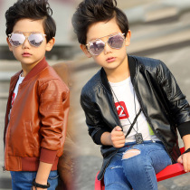 Korean boys spring and autumn dress new leather coat outfit in big childrens Han Edition of the Costume Childrens Clothing Clothing Jacket