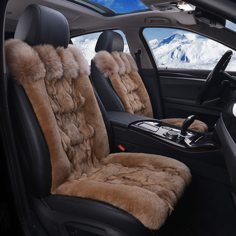 Winter Australia imported pure wool fox fur car cushion small brute waist fur integrated single sheet long plush seat cushion