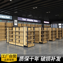 Shop with shelves Easy supermarket Wooden Multilayer Wood Grain Stationery Shop Special Single Side Leaning Wall Seasonings Zero Food Commercial