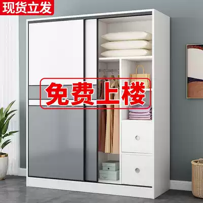 Economic wardrobe rental house solid wood small wardrobe two doors large hanging wardrobe single wooden children's home bedroom men