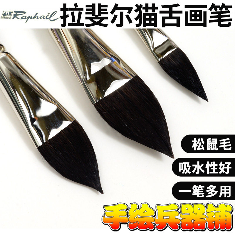 Raphael, France, multi-functional watercolor brush of squirrel hair brush with multi-use cat tongue brush 903