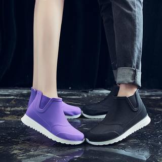 Autumn and winter rain boots for women, fashionable and cute short rain boots plus velvet overshoes, non-slip waterproof shoes, low-top rubber shoes, warm water boots