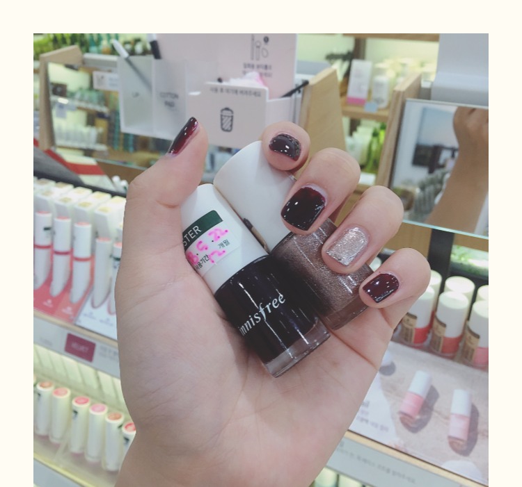 Hàn Quốc Innisfree Hyatt Style Nail Polish Dark Red Wine Cherry Powder Gold Naked Powder Nail Polish - Sơn móng tay / Móng tay và móng chân sơn gel