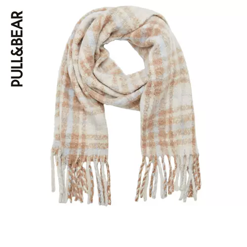 Pull & Bear Soft клетчатый вязаный шарф -дамы Осень Новый теплый шарф 08843308712