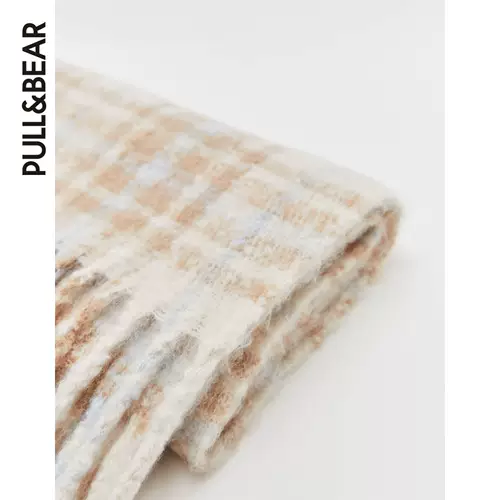 Pull & Bear Soft клетчатый вязаный шарф -дамы Осень Новый теплый шарф 08843308712