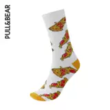 Pull & Bear's Men Ранняя осенняя фестиваль New Pizza Print Sports Sock 08890539015