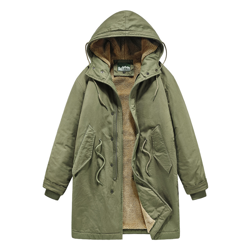 Autumn and Winter American Retro M51 Mid-Length Windbreaker Men's Parka Hooded Jacket American Casual Long Coat Cotton Jacket