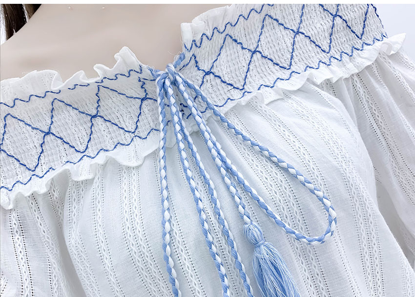 VK旗艦店 韓國風一字領雪紡衫魚尾套裝短袖裙裝