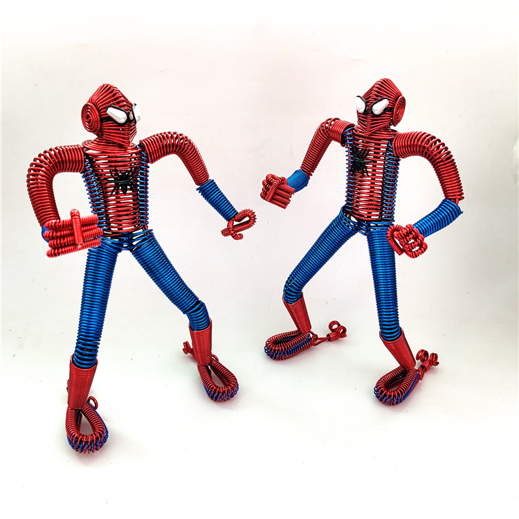 (Spider Man Model) Handmade Aluminum Wire Spider Man Model Series Furnishing Cartoon Gift Collection Pendulum
