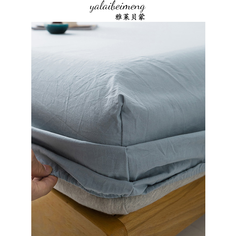 Washed cotton bed Ogasawara single piece of pure cotton full cotton 1 5m1 8 m bed cover pure color thickened mat Dream of bed cushion protective sleeve