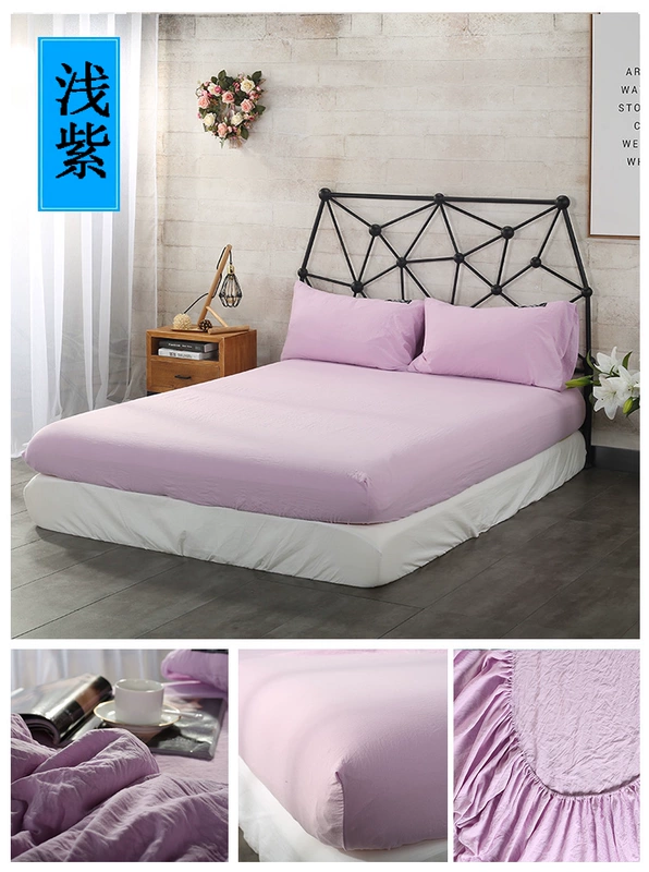 Giường cotton được giặt sạch hoàn toàn 笠 một mảnh màu đơn sắc 1,8m trải giường bảo vệ 1,5m trải giường trải giường trải giường Simmons nệm nệm