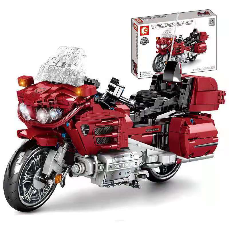 Senbao Building Blocks Honda Gold Wing Yamaha Locomotive Model Children Build Educational Motorcycle Particle Toys Ornaments