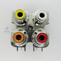 AV 4 Lotus Socket Premium Lotus Socket Four Holes Audio Signal Input Socket With Frequency Screen Bronze Feet