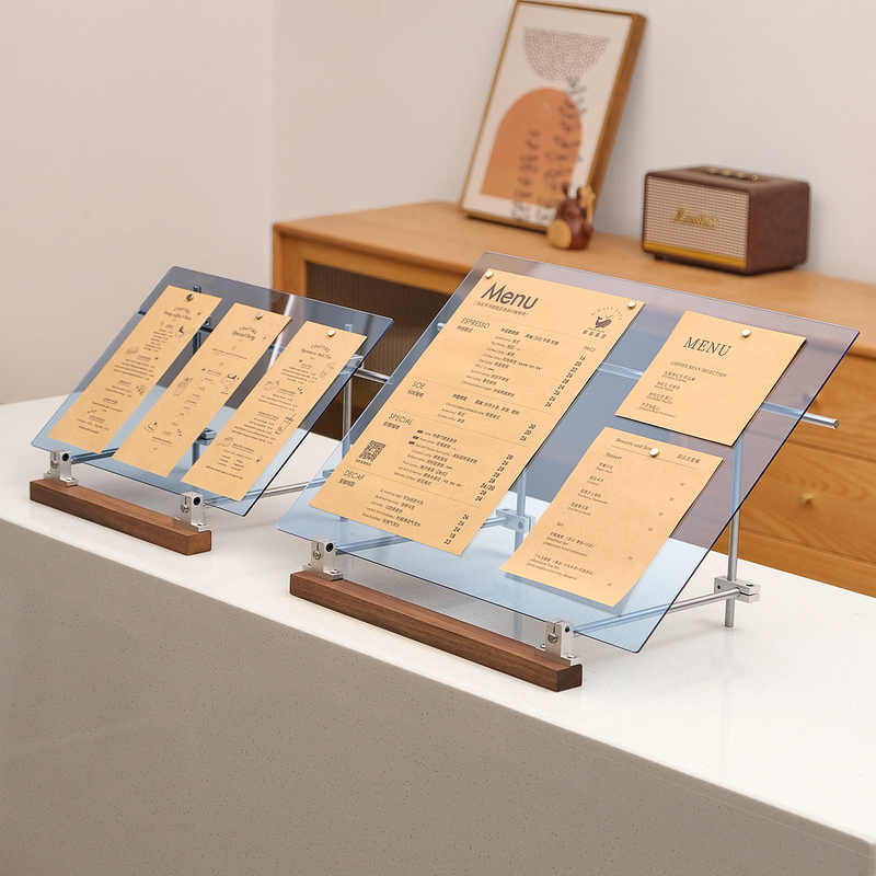 Menu Display Board Restaurant Ordering Stand Menu Holder Desktop Transparent Acrylic Advertising Stand High-End Light-Sensitive Axis