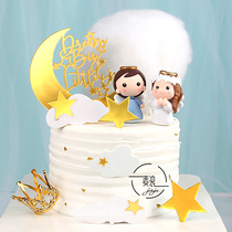 Soft pottery Angel Prince cake plug-in children Prince birthday acrylic English five-pointed star cloud