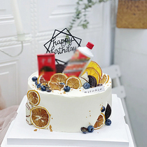 Huazi birthday cake decoration mini wine bottle decoration net red simulation cigarette case plug-in mens father father cake