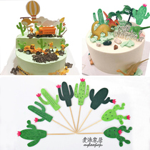 Non-woven Cactus Cactus plant cake decoration scene birthday festival cake baking dress up products