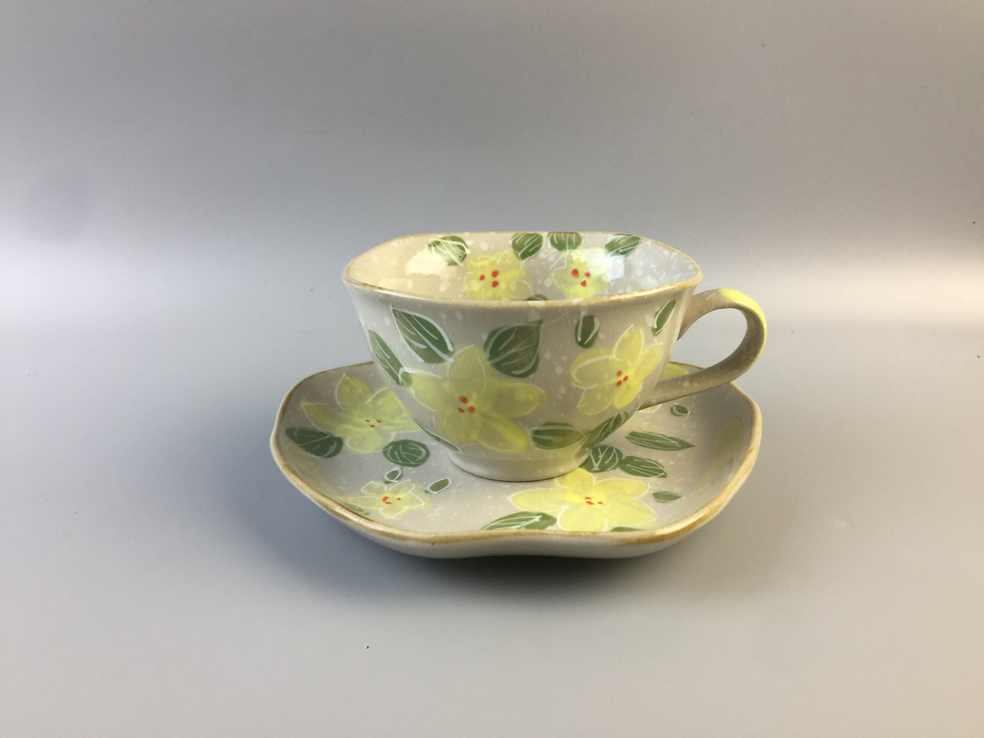 A set of ceramic tea cups and saucers imported from Japan, coffee cups and saucers, handmade, camellia painting