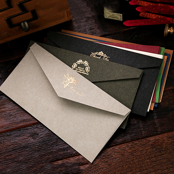 Creative vintage bronzing envelope stationery set Romantic love letter Customizable company LOGO printing Wedding invitation