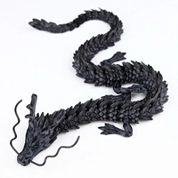 Крутой черный китайский дракон 45 см с драконьей бородой