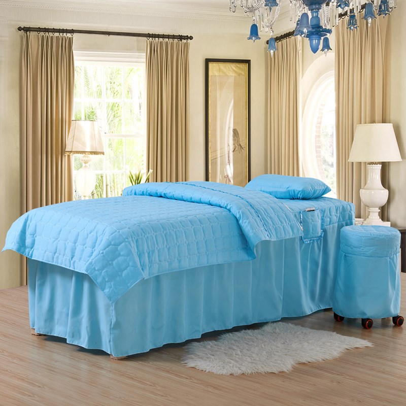 Nệm mỏng nệm nhỏ gối vàng vỏ phong cách Bắc Âu màu xanh lá cây đẹp bao gồm bốn mảnh phù hợp với thời trang tìm mua ga phủ giường spa