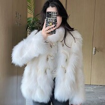 Pearl Buckle Leather Grass Jacket Fur Conspiculy Slim Coat 2023 Autumn Winter Thickened New Imitation Fox Fur Young Fame