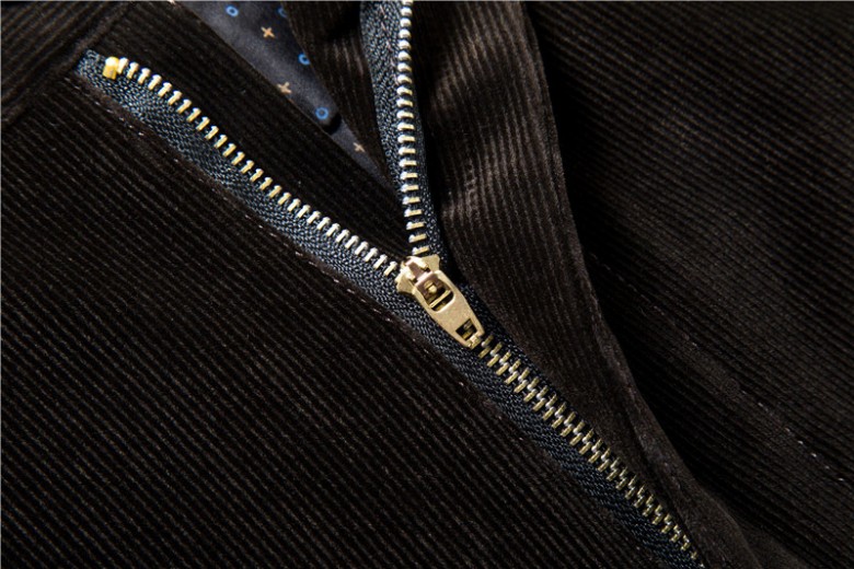 Quần cashmere nam dài quần trung niên giản dị Quần nam thẳng mùa xuân và mùa thu kinh doanh quần nhung kẻ thường quần đùi