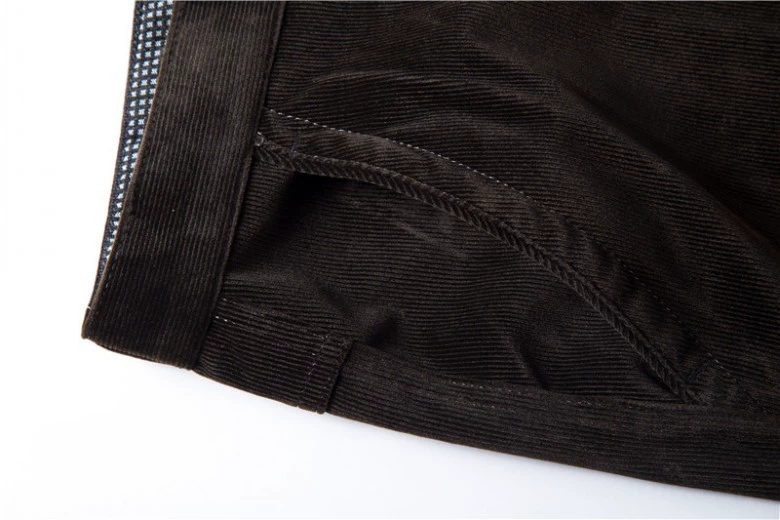 Quần cashmere nam dài quần trung niên giản dị Quần nam thẳng mùa xuân và mùa thu kinh doanh quần nhung kẻ thường quần sooc