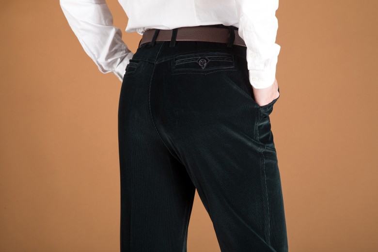 Quần cashmere nam dài quần trung niên giản dị Quần nam thẳng mùa xuân và mùa thu kinh doanh quần nhung kẻ thường quần đùi