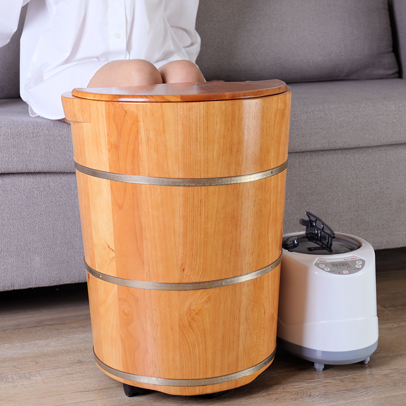 Foot bath bucket wooden sitting bath high deep bucket over the calf heated constant temperature oak fumigation bucket household private parts over the knee body