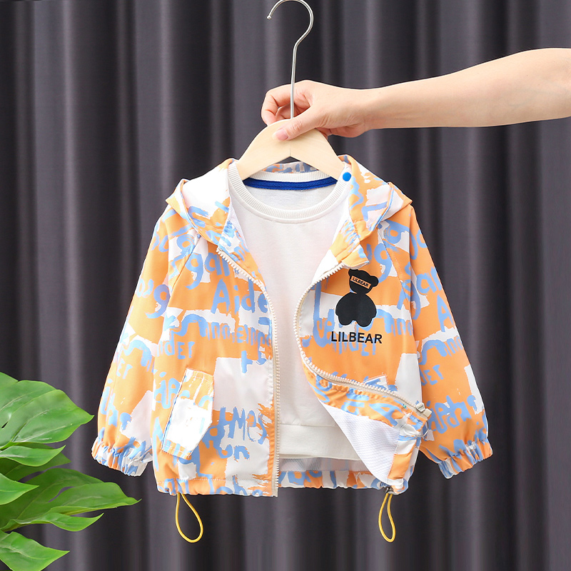 Boys coat spring and autumn 2023 new small children's spring handsome bear clothes baby autumn jacket tide