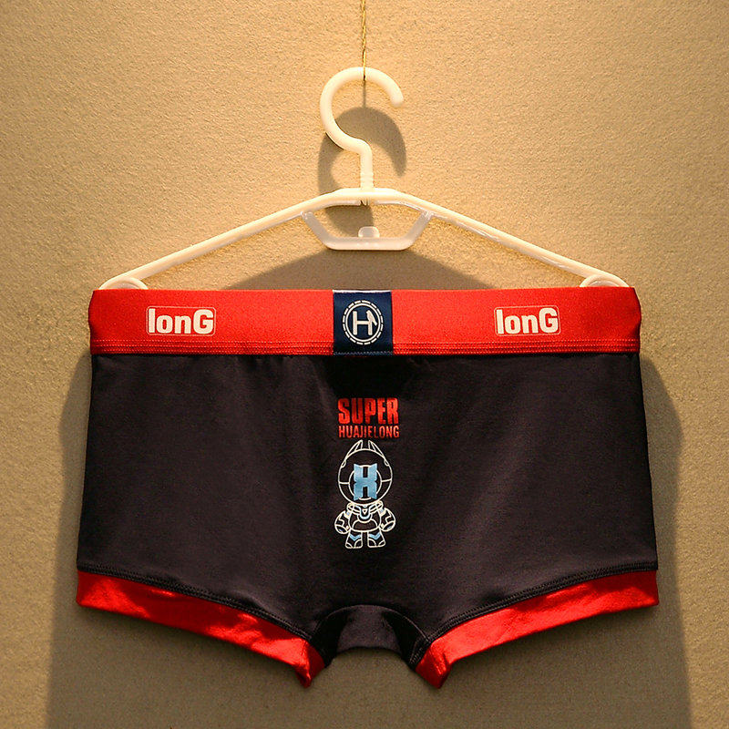 2 strips of pure cotton men's underwear trendy cartoon printed four-corner pants Korean version individuality safety pants youth four-corner shorts head