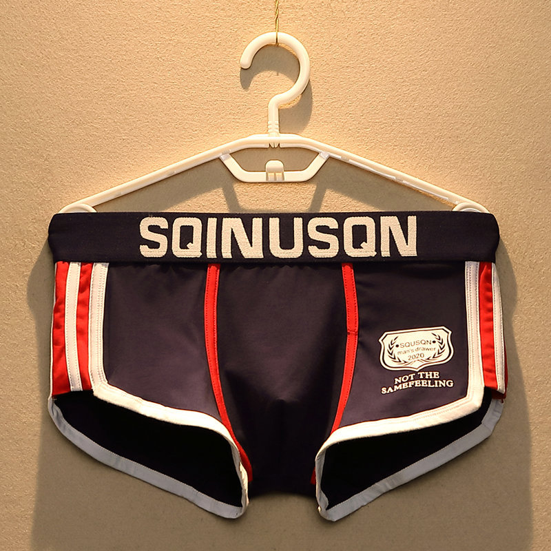 2-Pack Men's Underwear Trendy All-Cotton Boxer Briefs Korean Style Japanese Print U-Convex Pouch Sports Boxer Shorts