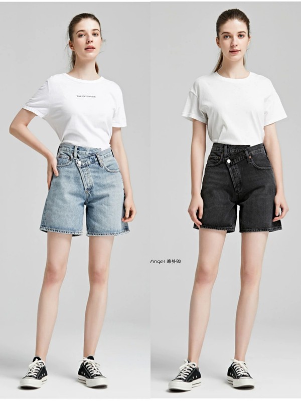Buy Agolde Cross High-Waist Slim Denim Quarter Shorts for Women in the United States