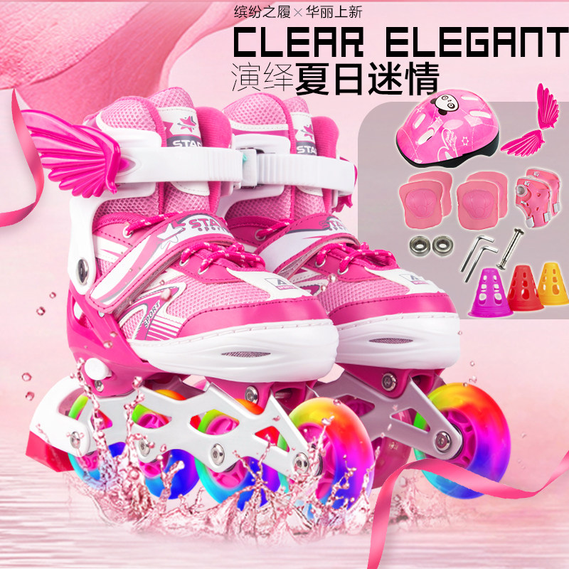 Children Skate Powder Princess Sweat shoes Girls Shoes Girls Wheels Skating Shoes skate Skate Skates 5-10-year-old beginners flash
