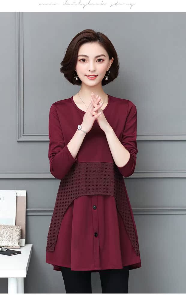 Thu đông mới sản phẩm nữ size lớn phiên bản Hàn Quốc của người béo mm rộng mỏng cộng với áo nhung dày trong chiếc áo dài chạm đáy áo dài yếm váy